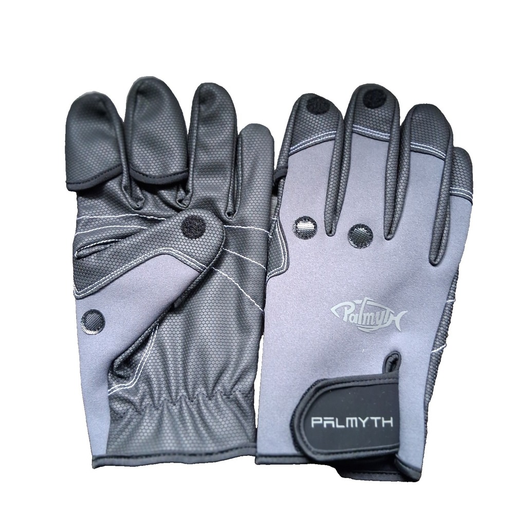 Palmyth Magnetic Fleece Fishing Convertible 3 Cut Finger Gray Gloves Men's 2XL